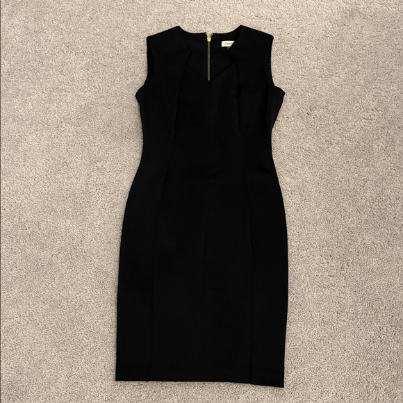 Calvin Klein Black Midi Dress with Gold Zipper - Picture 1 of 2
